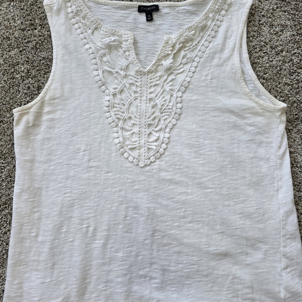 Talbots Women's Ivory Lace Tank Top
